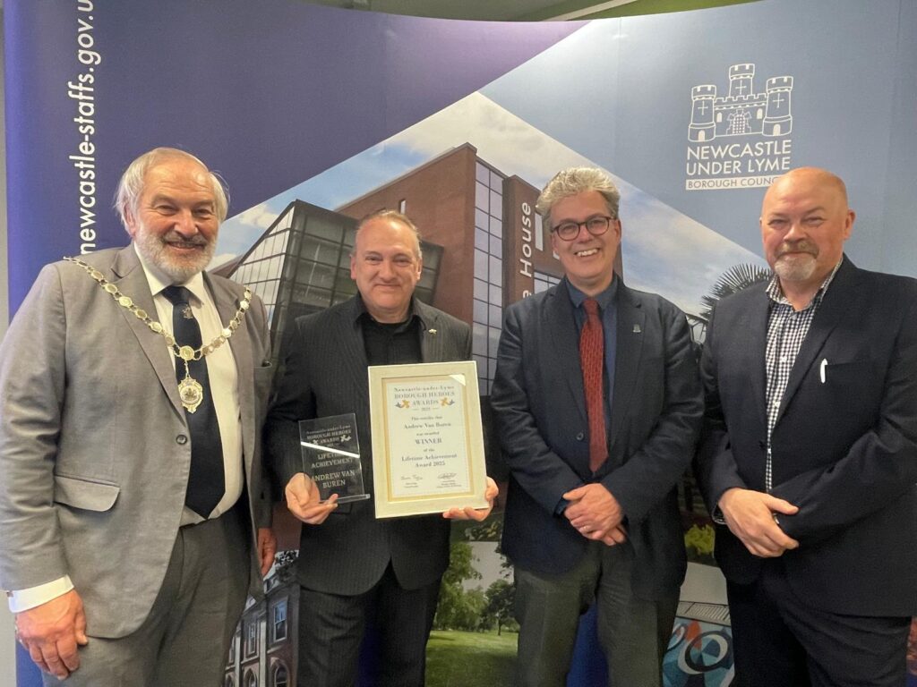 Andrew Van Buren receives lifetime achievement award from Newcastle-under-Lyme Borough Council